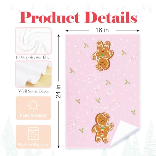 Pink Gingerbread Tree Christmas Kitchen Towels, Cute Dish Tea Preppy