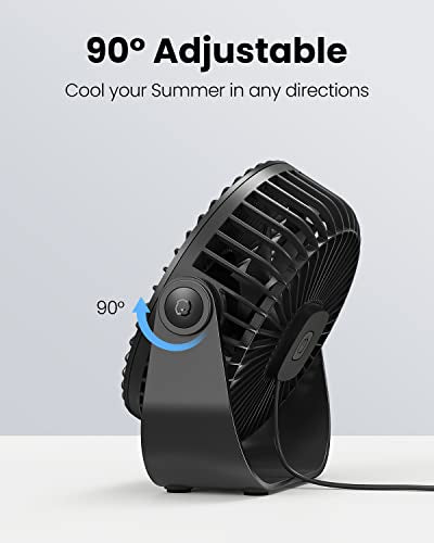 USB Desk Fan 3-Speed Quiet Portable Personal Table Fan for Office