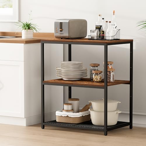 3-Tier Industrial Kitchen Island & Baker's Rack with Storage Shelves