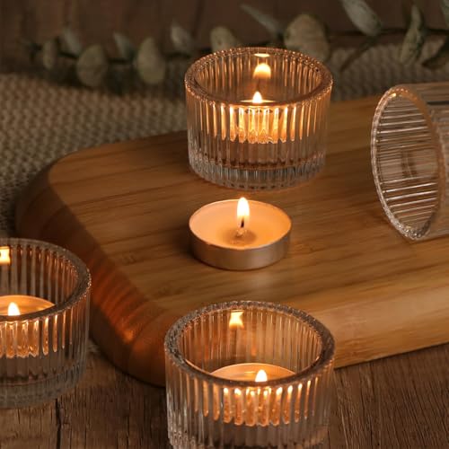 Clear Votive Candle Holders - 24 Pack Glass Tea Light Holders for Home Decor & Weddings