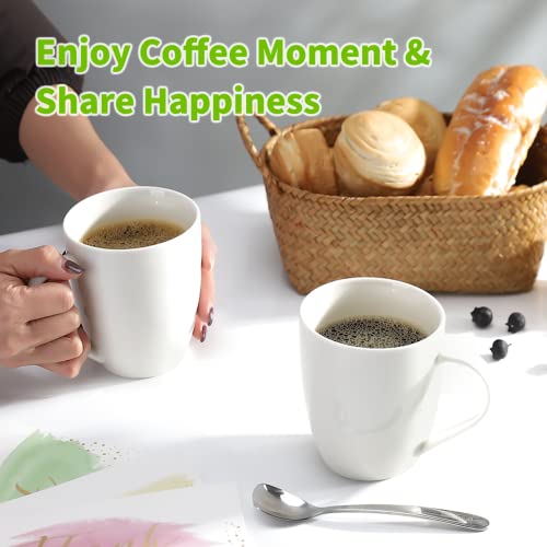 Mfacoy 16oz White Coffee Mug Set of 4 with 4 x 4.25 Inch Handles - Ceramic Drinkware