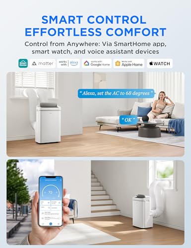 Dual Hose Portable Air Conditioner 13000 BTU Inverter Wi-Fi 450 Sq. Ft.