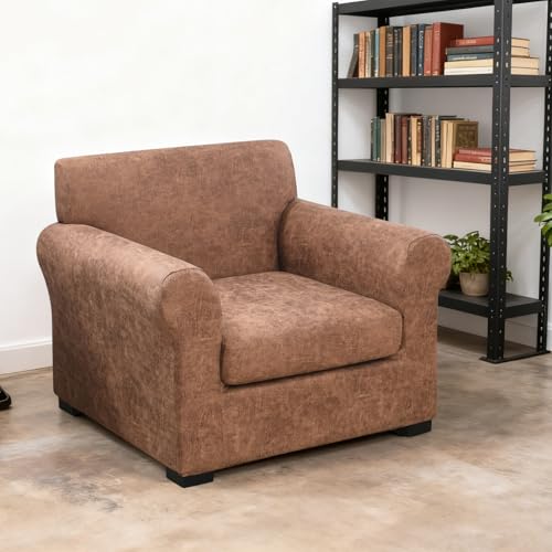Washable Faux Leather Armchair Covers with Cushion Covers