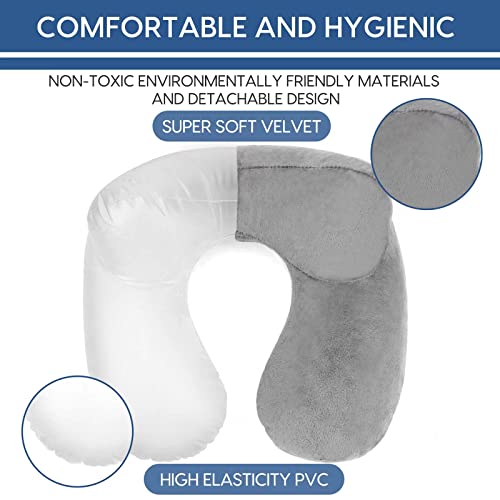 Inflatable Travel Pillow with Soft Velvet Washable Cover
