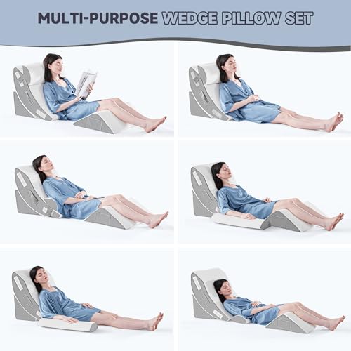 4PCS Orthopedic Wedge Pillow Set for Sleep and Pain Relief