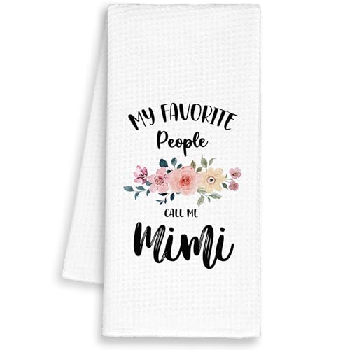 Mimi (Variation: Mimi) Grandma Kitchen Towels 16x24in Floral Hand Towel Gift for Grandma
