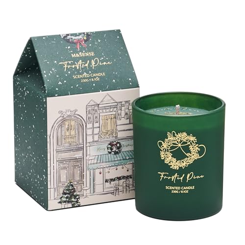 Frosted Pine Christmas Candle - 8.1oz Soy Wax Holiday Decor Gift for Winter