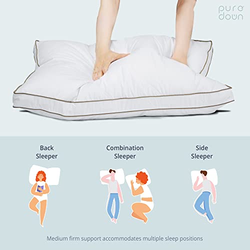 puredown Gusseted Goose Feather & Down King Bed Pillows - Set of 2