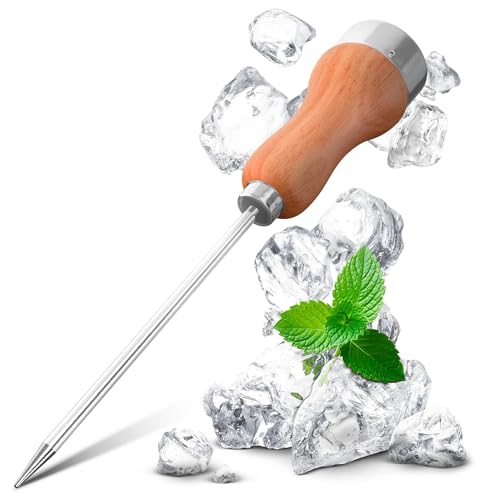 MYCRITEE Classic Stainless Steel Ice Pick with Wooden Handle for Ice Breaking