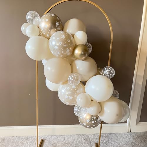 Jobkoo Beige Gold Snowflake Balloon Set Winter Wonderland Party Decorations