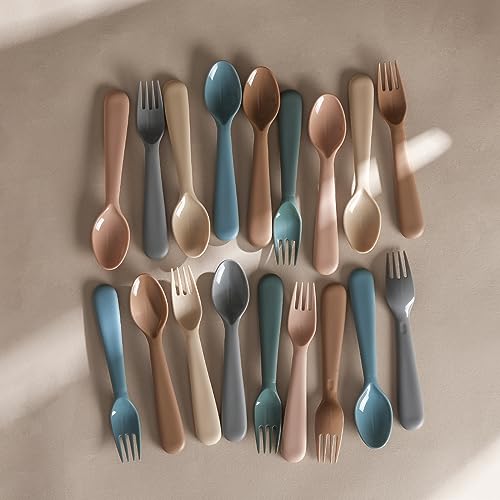 12-Piece Toddler Utensils Set Plastic Reusable Forks and Spoons for Kids