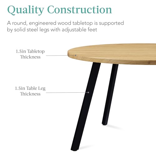 Best Choice Products 35.5-Inch Natural Round Dining Table for 2-4, Mid-Century Kitchen Nook