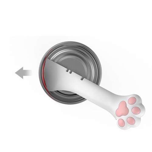 2Pcs Silicone Cat Can Spoon for Wet Food -Long Handle Pet Feeding Spoon with Can Opener Lid - 13cm White