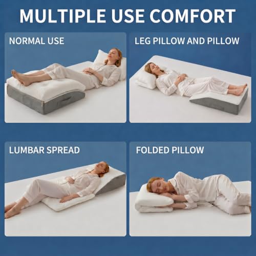 Dual Layer Memory Foam Leg Elevation Pillow with Washable Cover