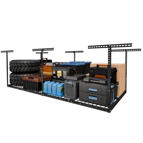 4x8 Overhead Garage Ceiling Storage Rack 750lbs Adjustable Black