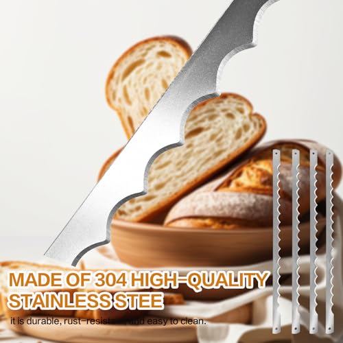 12 Pcs 10.8-Inch Serrated Bread Bow Knife Blades with Screws and Safety Guard