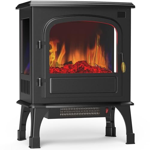 Freestanding Electric Fireplace Heater 26 Inch with 3D Flame and Remote