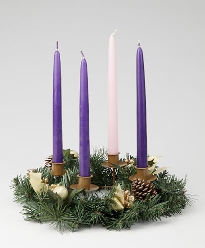 Traditional Advent Wreath with Pine Cones & White Ribbons - 11" Christmas Decoration