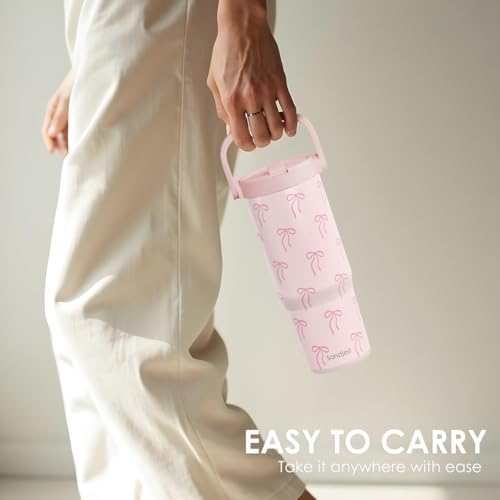 30oz Insulated Stainless Steel Tumbler with Straw Lid and Carry Handle