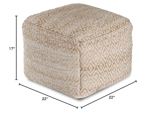 Handmade Cotton Pouf Ottoman - Decorative Floor Seating and Foot Rest