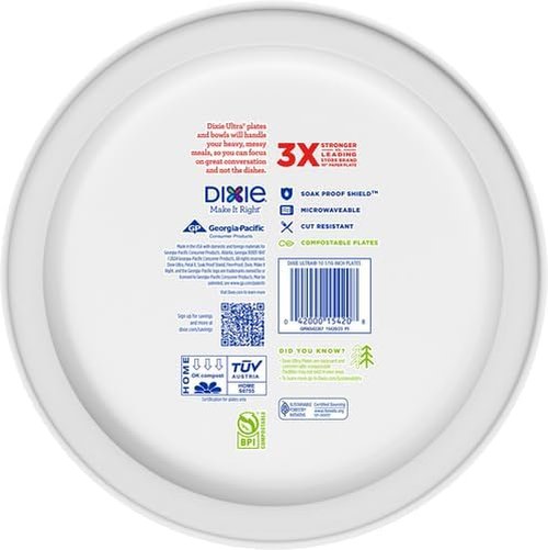 Dixie Paper Plates - Heavy Duty 10 Inch, 44 Count | 3X Stronger, Microwave-Safe & Soak-Proof