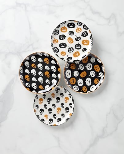 Halloween 8-Inch Porcelain Accent Plate Set, 4-Piece Appetizer Set