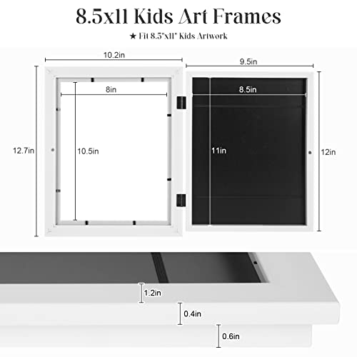 2-Pack Kids Art Frames 8.5x11 Front Opening Changeable Artwork Display White