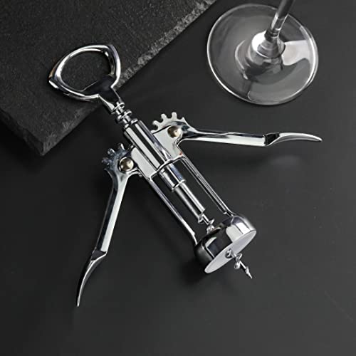 7-Inch Zinc Alloy Wing Corkscrew with Bottle Opener - Durable Barware Tool