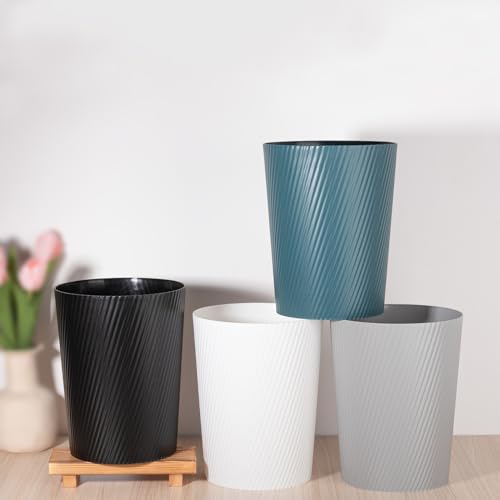 Small Plastic Trash Can - 1.8 Gallon Open-Top Wastebasket for Bathroom & Office