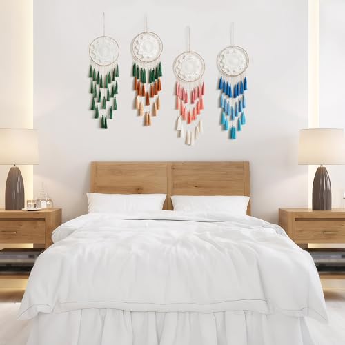 Macrame Dream Catcher Wall Hanging, Large Boho Tassel Decor for Bedroom