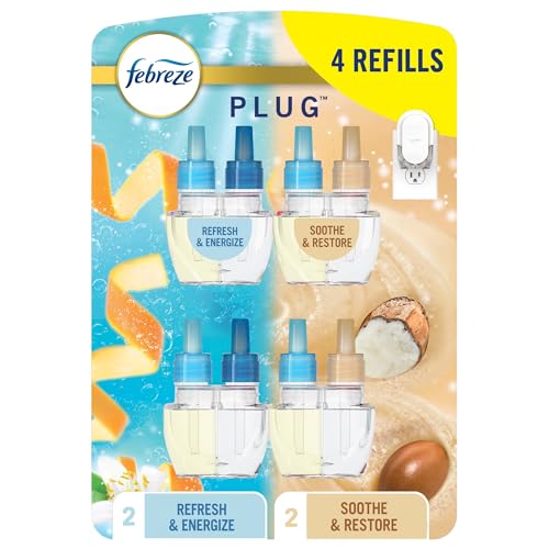 Plug-In Air Freshener Scented Oil Refills, Odor Eliminating, 4 Pack (0.87 oz)