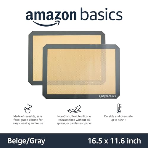 Non-Stick Silicone Baking Mats (2-Pack) - Reusable Heat-Resistant 16.5" x 11.6"