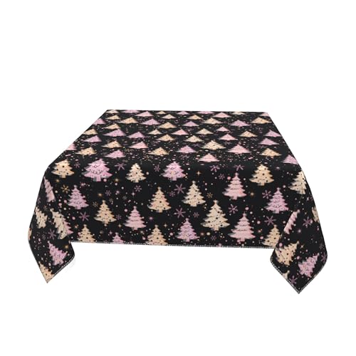 Pink Xmas Winter Tree Square Tablecloth 54 Inch for Party & Picnic - Granbey