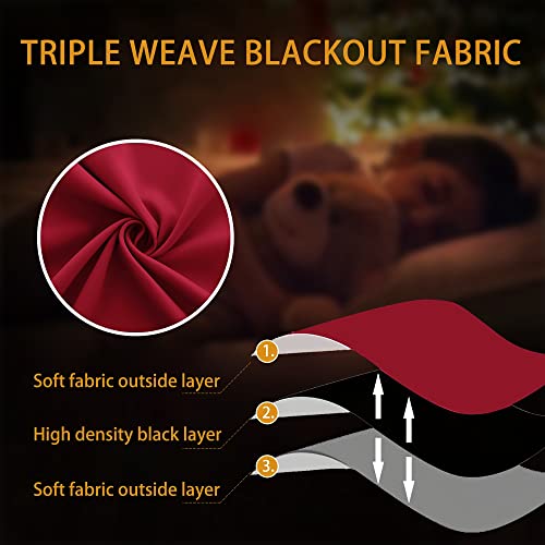 42W x 72L Red Blackout Curtains - Pack of 2, Room Darkening for Living Room & Bedroom