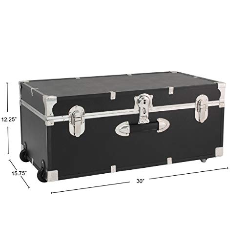 Seward Trunk Rover Black Storage Chest with Wheels & Lock, 30-Inch