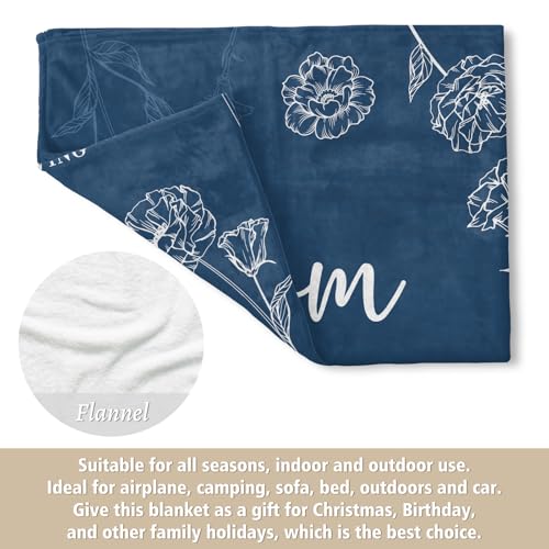 Floral Mom Throw Blanket 60 x 50 Inch - Soft Flannel Mothers Day Gift