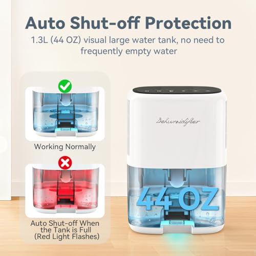 Small Dehumidifier for Home 44OZ Quiet Portable with Auto Shut-Off
