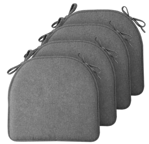 Memory Foam Dining Chair Pads, 4-Pack Non-Slip Kitchen Seat Cushions, Grey