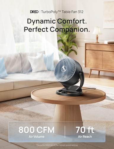 Dreo 12-Inch Quiet Table Air Circulator Fan for Bedroom and Office