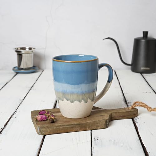 Bosmarlin Light Blue Ceramic Tea Mug with Infuser & Lid, 13.5oz, Dishwasher & Microwave Safe