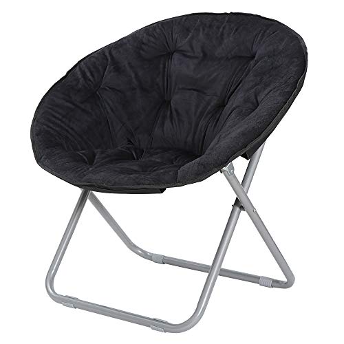 Faux-Fur Folding Moon Chair, Soft Upholstered Lounge Chair for Bedroom