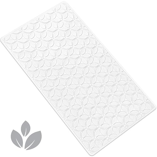 Non-Slip Natural Rubber Bathtub Mat, 16 x 28 Inch Leaf Textured Shower Mat