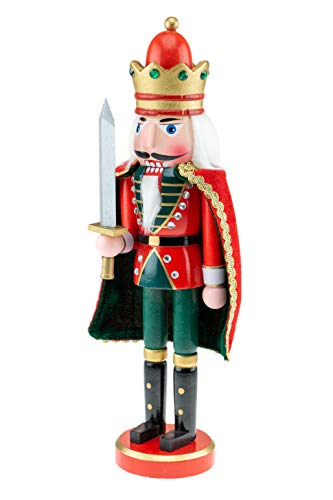 Clever Creations Green King 14-Inch Traditional Wooden Nutcracker for Shelves & Tables (Variation: Green King)
