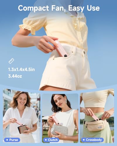 SWEETFULL Portable Handheld Mini Fan with LED Display, 3-in-1 Foldable Personal USB Fan, Flashlight & Lash Fan