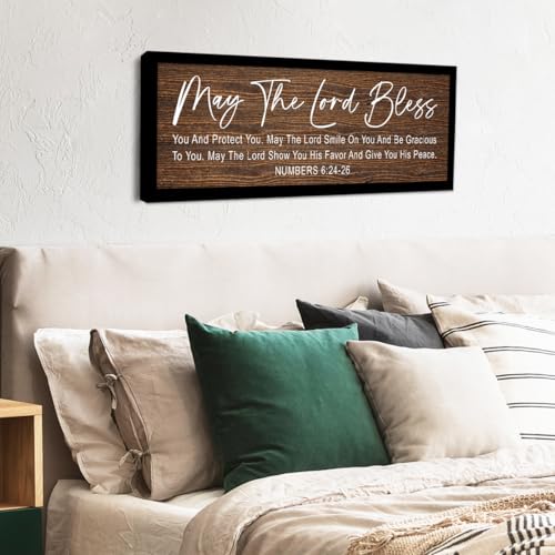 YEOION Number 6:24-26 Scripture Wall Decor Wooden Framed, Wood Grain Finish