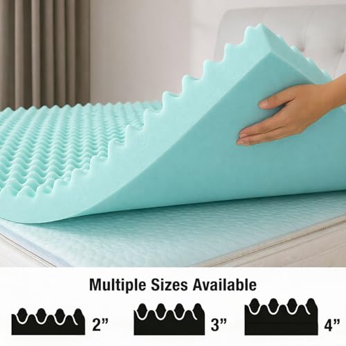 Twin Size 4-Inch Egg Crate Foam Mattress Topper for Pressure Relief