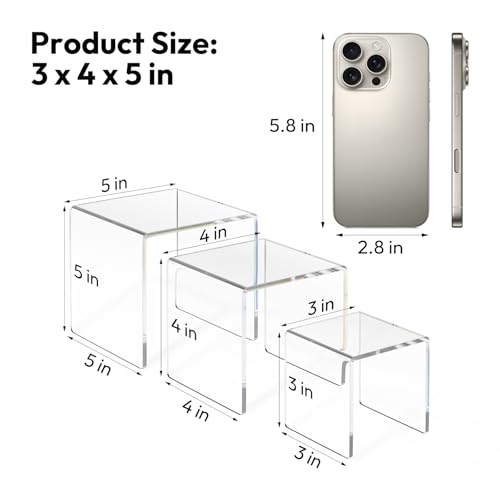 Clear Acrylic Display Risers - 6-Piece Set for Figures and Desserts