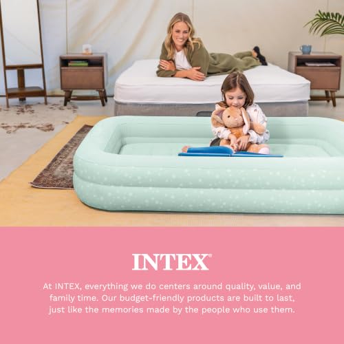 Kids Inflatable Travel Air Mattress Bed with Raised Sides & Hand Pump