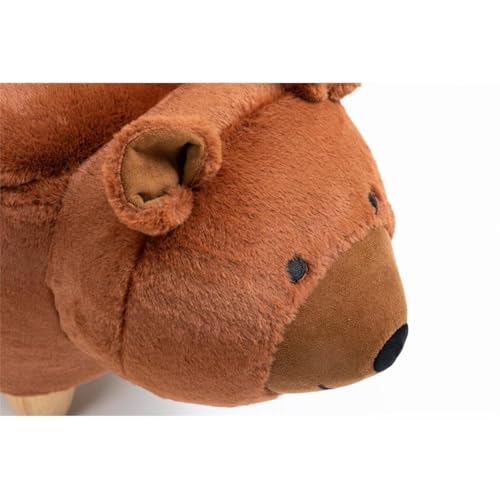 Bear Storage Ottoman with Soft Fur-Like Fabric and Solid Wood Legs