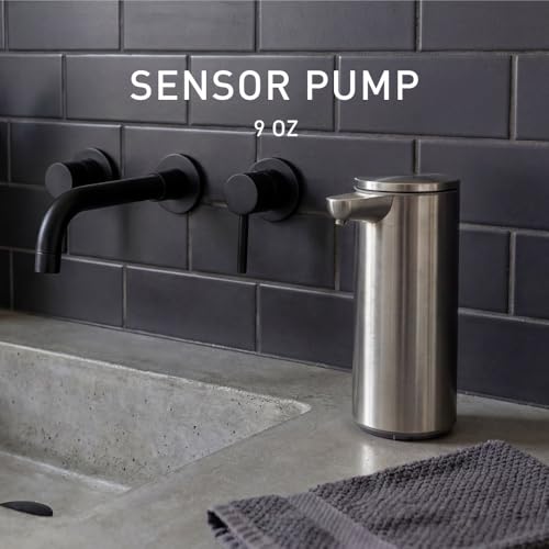 simplehuman Brushed Stainless Steel 9 oz Liquid Sensor Soap Dispenser, Touchless & Rechargeable